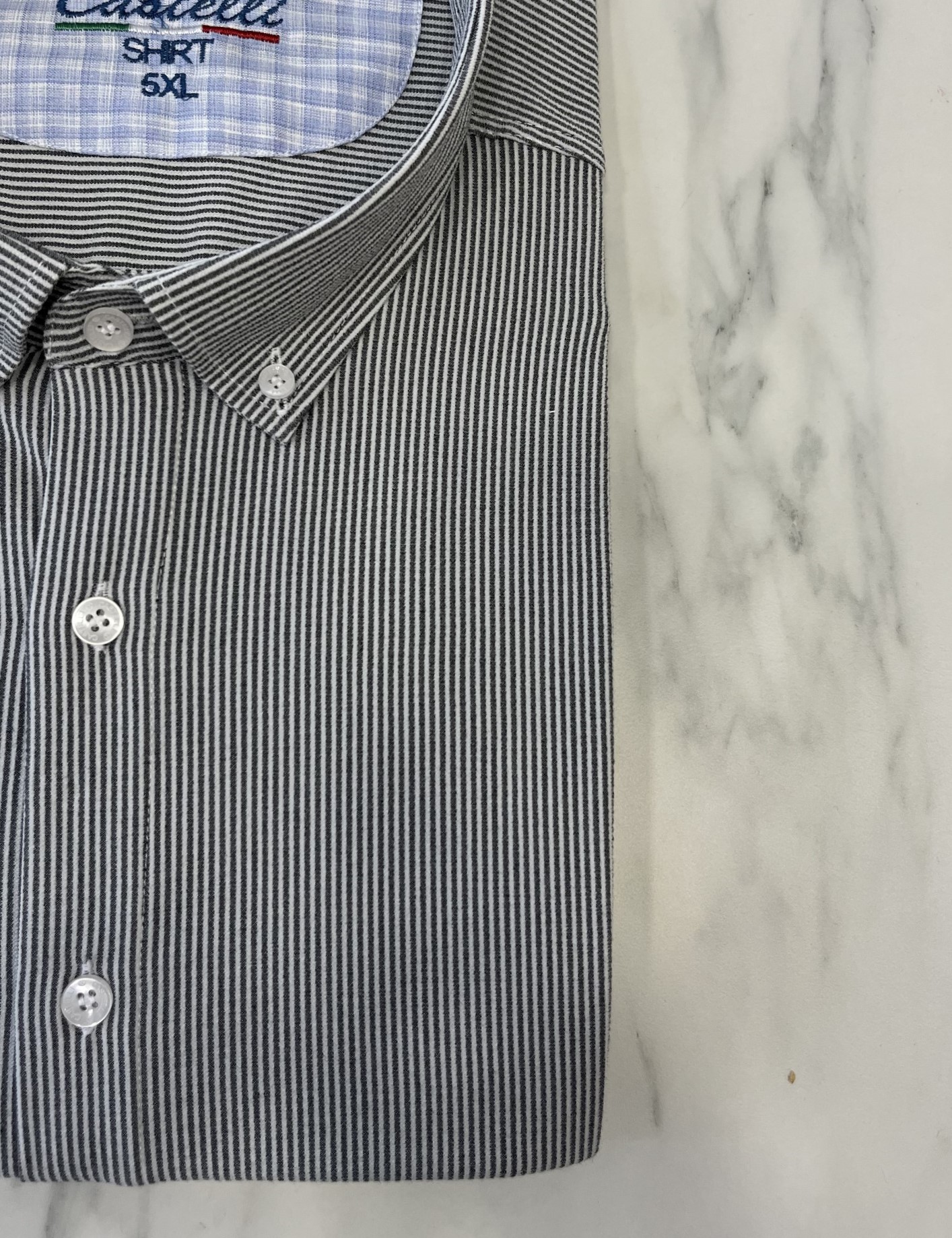 Ανδρικό γκρι ριγέ πουκάμισο με γιακά CA2522G φωτογραφία